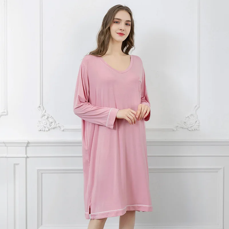 

2023 Spring New Women's Pajamas Nightgown Modal Loose Large Size Thin Section Home Service Nightdress vestidos mujer