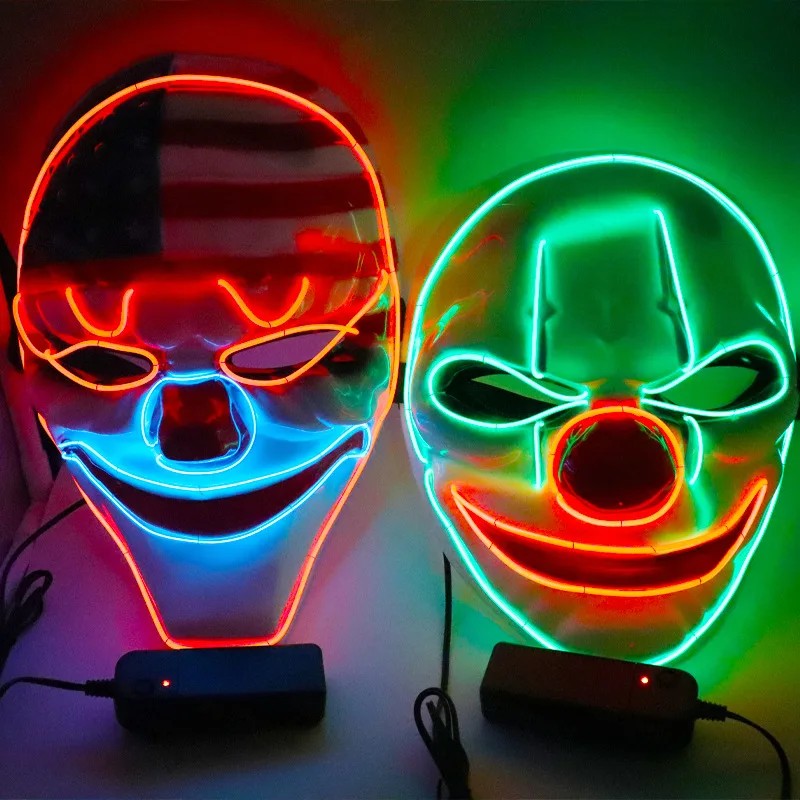 2021Hot Fashion LED Luminous Mask Halloween Mask LED Light Up Party Masks Festival Glow Party Mask Supplies Glow in the Dark