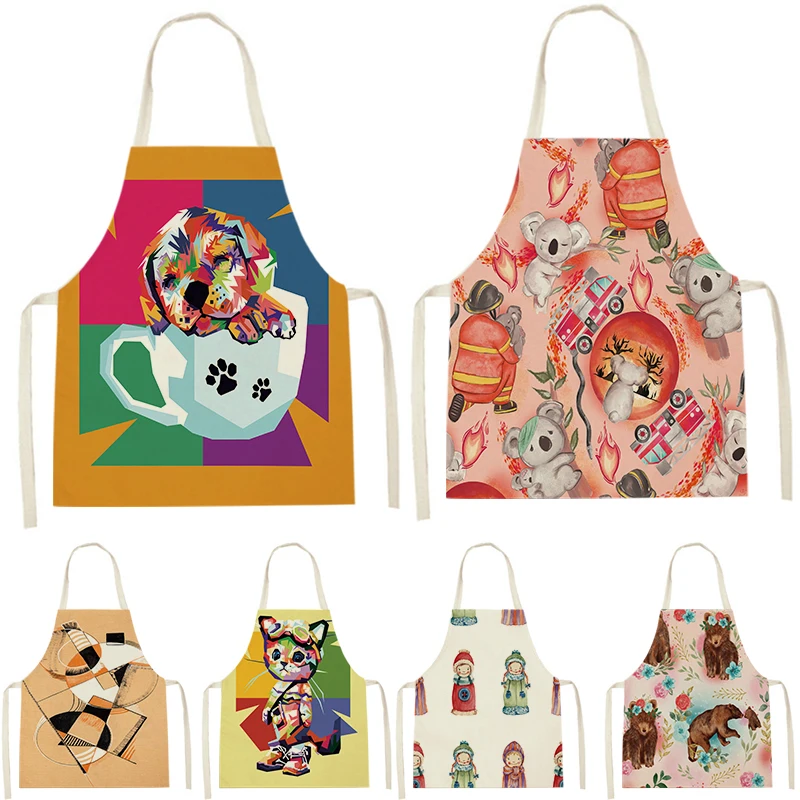 

Кухонный Фартук WQL2884 для женщин, без рукавов, из хлопка и льна