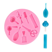 sugar craft hair drier comb scissors silicone mold haircut tools baking cake fondant decorating candy chocolate gumpaste moulds