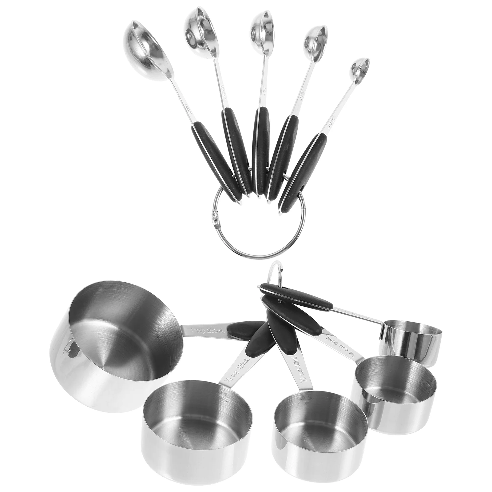 

Stainless Steel Measuring Spoon Coffee Scoops Ten Piece Set Measure Cups Silica Gel