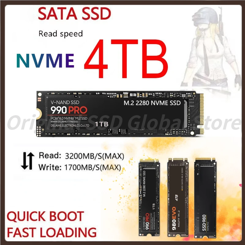 

2023 New High Speed Internal Hard Drive M.2 NGFF NVME Original SSD 4TB/2TB/1TB 980EVO Solid State Drive for Laptop/Desktop/mac\