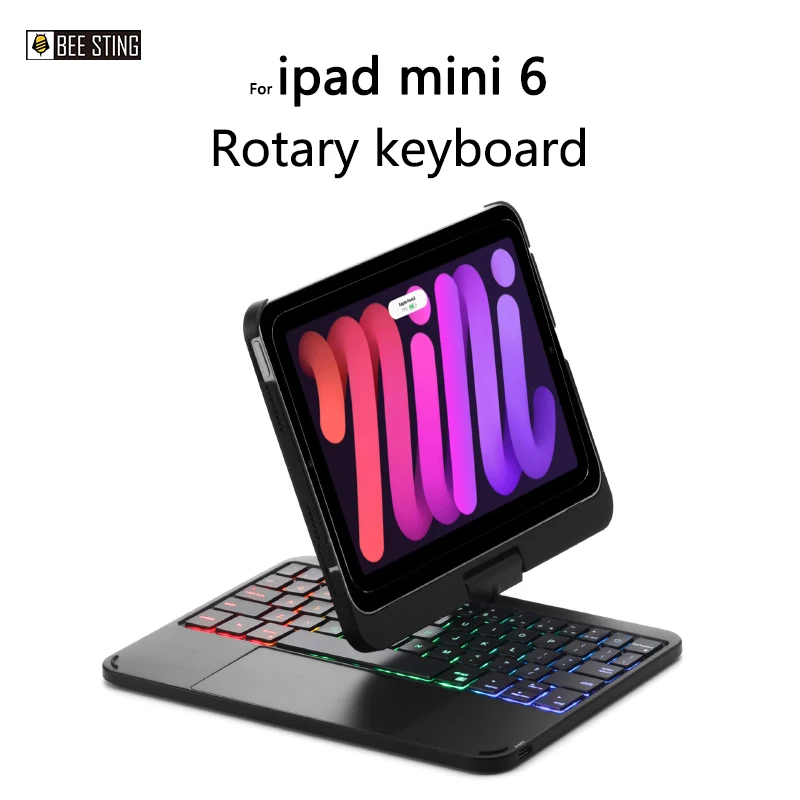 

For ipad Mini 6 Magic Keyboard Case Foldable Rotation With Pen Holder Touchpad Backlight Keyboard For Apple iPad Mini6 6th Cover