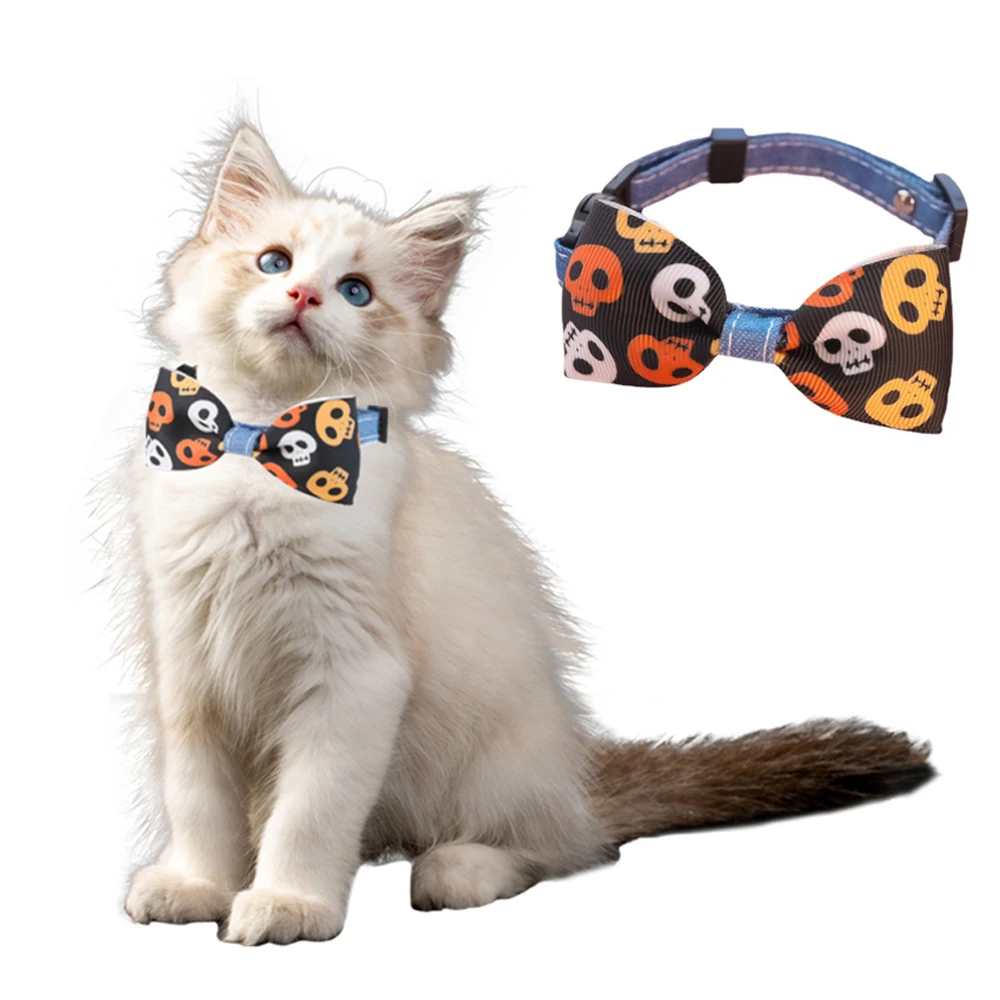 

Ошейники для собак на Хэллоуин, ошейники для домашних животных, колокольчики для кошек, ожерелье для кошек, ювелирные изделия, галстук-бабоч...