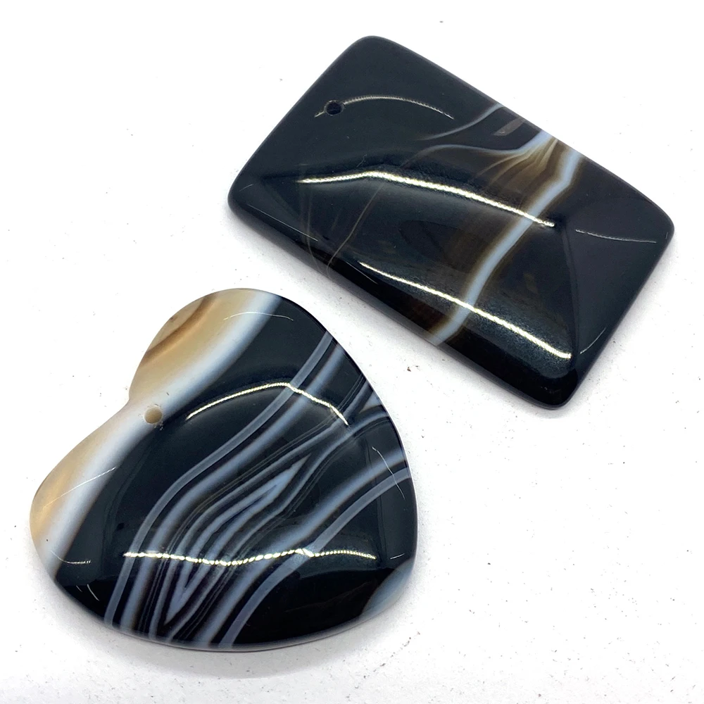 5 шт./лот натуральный камень черный оникс полосатый кулон счастливый амулет