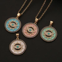 fashion simple geometric eye pendant necklaces for women gift colorful copper badge inlay zircon lucky eye sweater chain jewelry