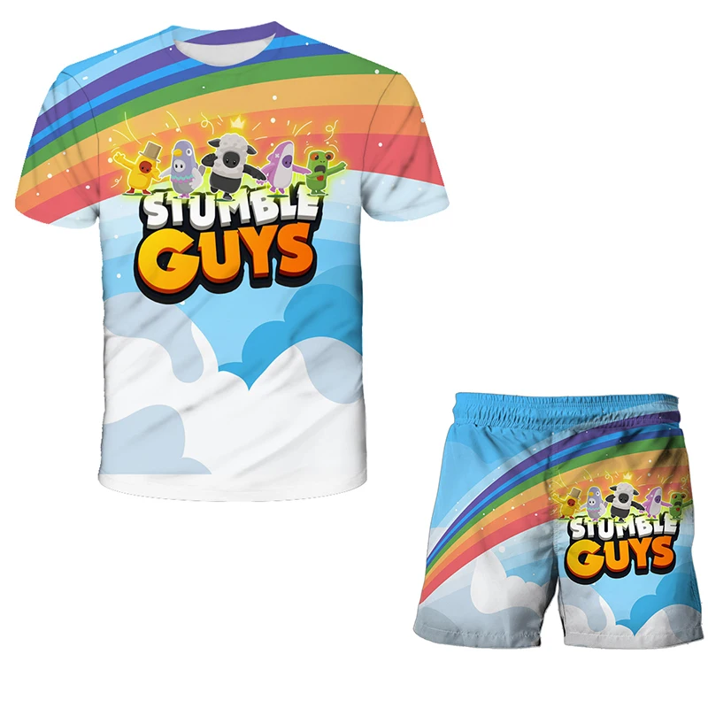 2023 Summer Hot Games Stumble Guys 3D Print Tee Girl Top Children Cartoon Short Sleeve Boys T-shirt Casual T-shirt Shorts
