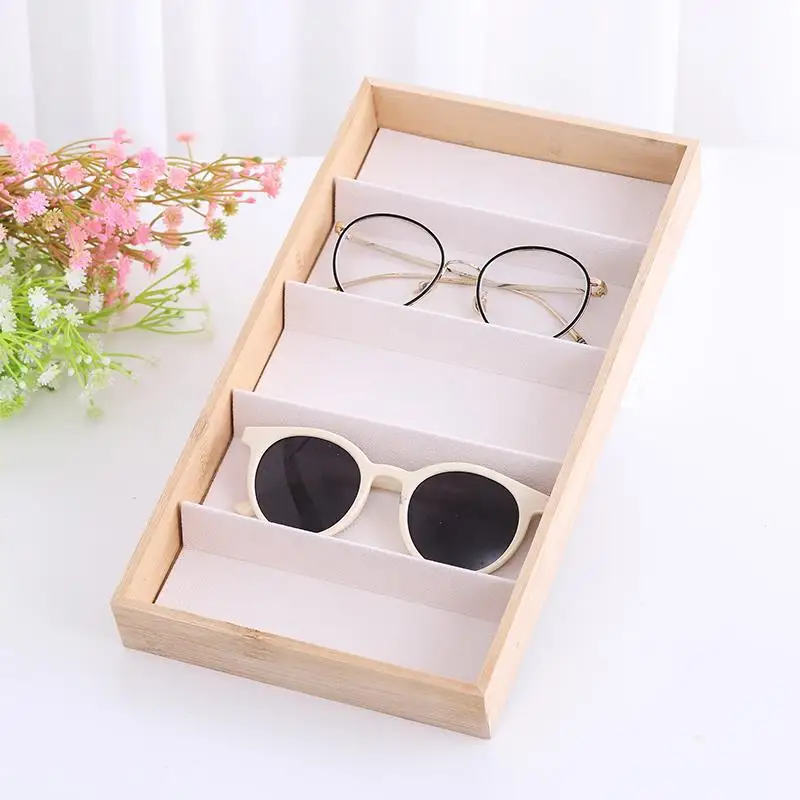 5 6 10 12 Grid Glasses Display Tray Bamboo And Wood Glasses Display Rack Small Object Sunglasses Jewelry Organizer Storage Tray