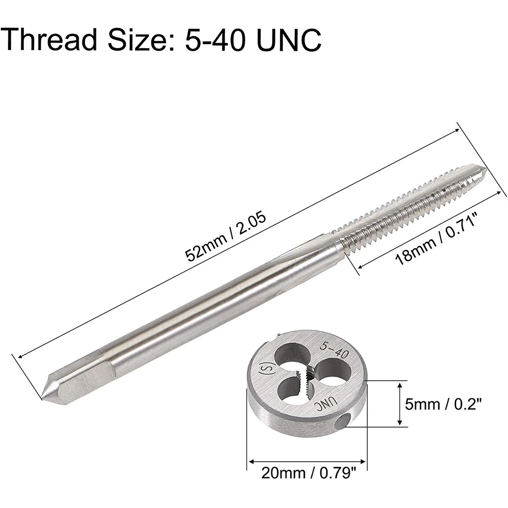 

1 шт. HSS 5-40 UNC Tap и 1 шт. 5-40 UNC Die инструмент для нарезки резьбы правой рукой высококачественные Метчики и штампы ручной инструмент Аксессуары