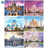 gatyztory oil painting by number build drawing on canvas hand painted paintings diy pictures by numbers landscape kits home deco