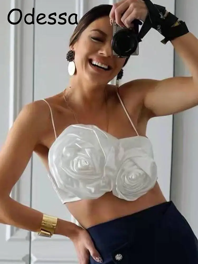 

Женский укороченный топ на бретелях-спагетти, с открытой спиной