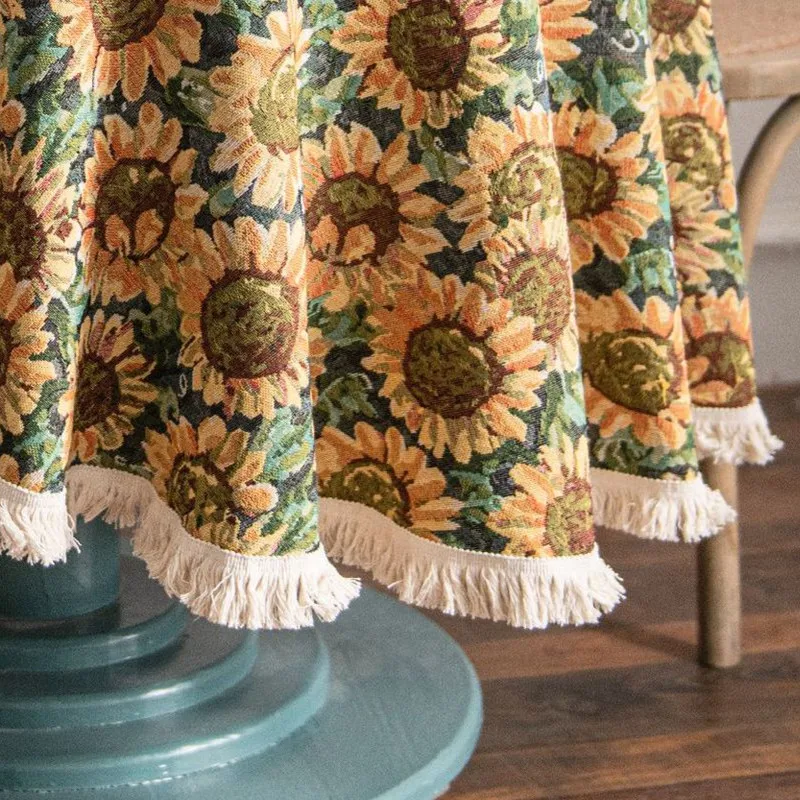 

Большая синяя цветочная скатерть из полиэстера/хлопка