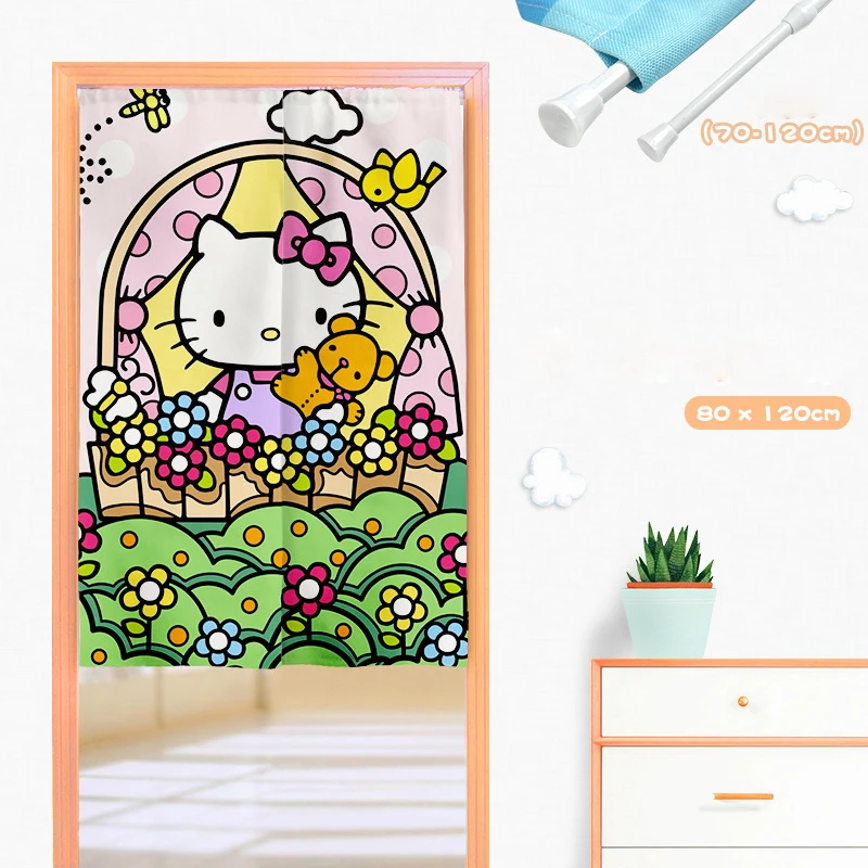 

Занавеска «Hello Kitty», занавеска Sanrio, мультяшная простая дверная занавеска, портьеры, жалюзи от солнца для спальни, товары для кухни и дома