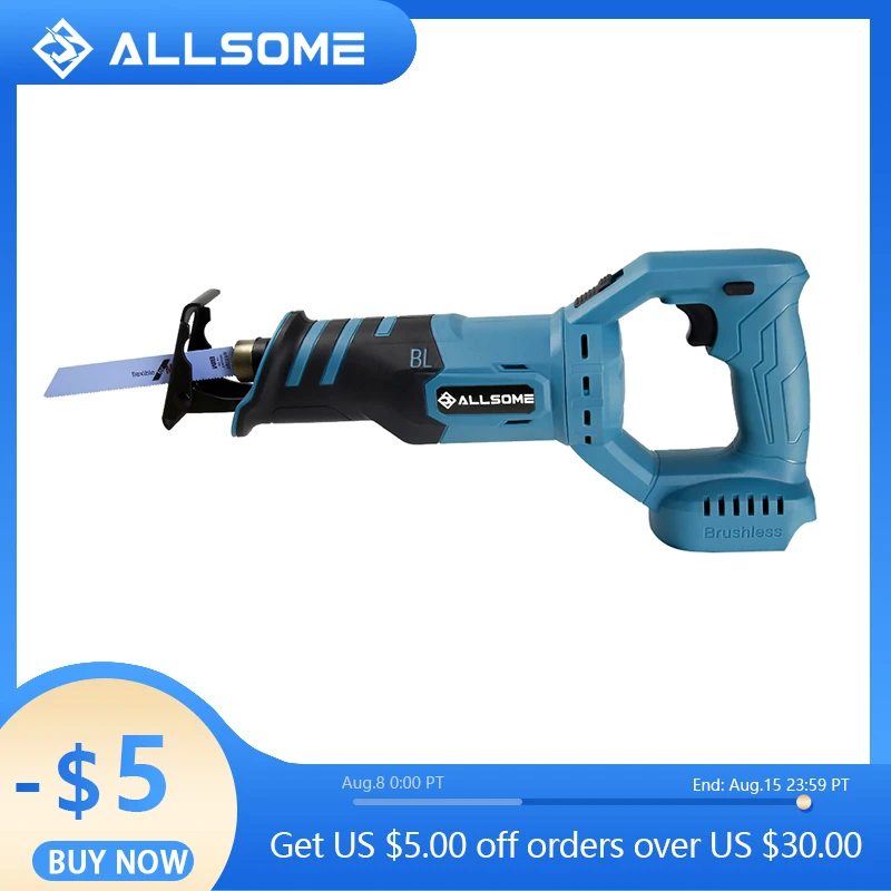 Allsome сабельная пила для дерева и металла, электрическая пила для литиевой батареи Makita 18 в