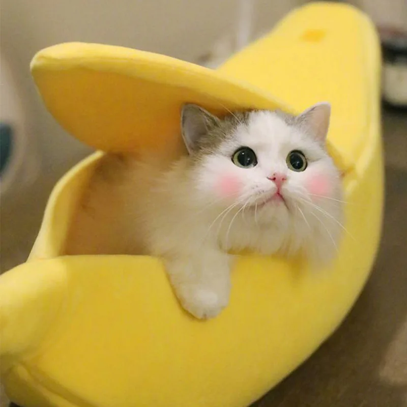 

Banana Shape Pet Dog Cat Home Litter Bed House for Mat Durable Kennel Doggy Puppy Cushion Basket Warm Portable Cat Supplies Gy