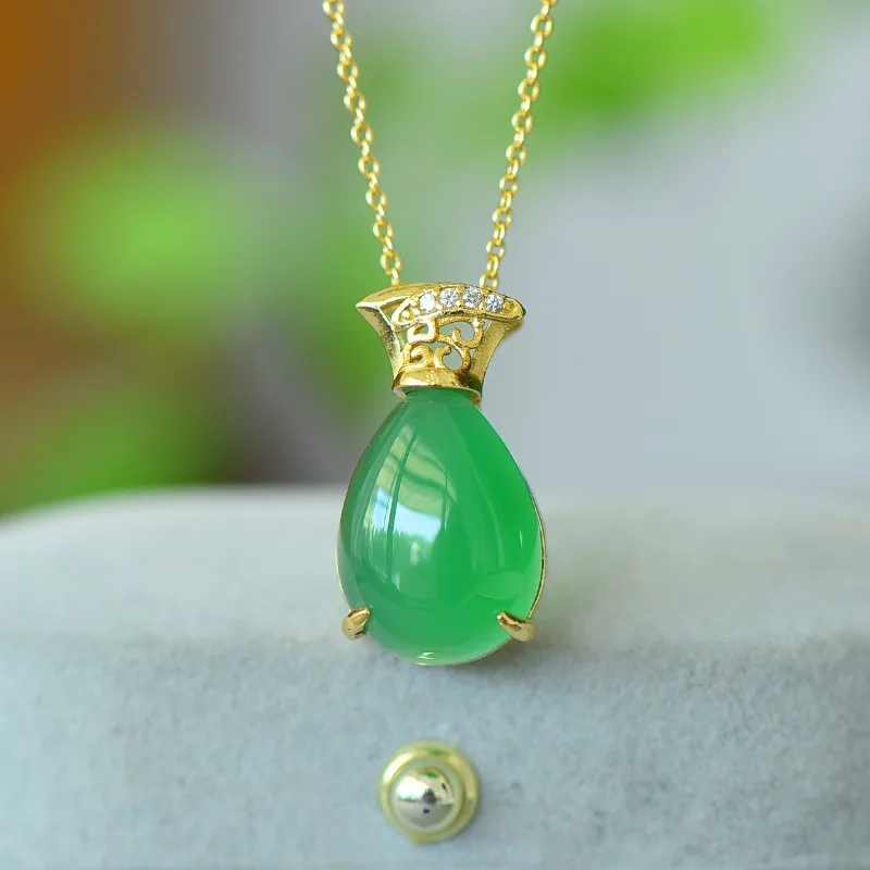 Изысканная подвеска в виде капли воды с инкрустацией из халцедона модная женская