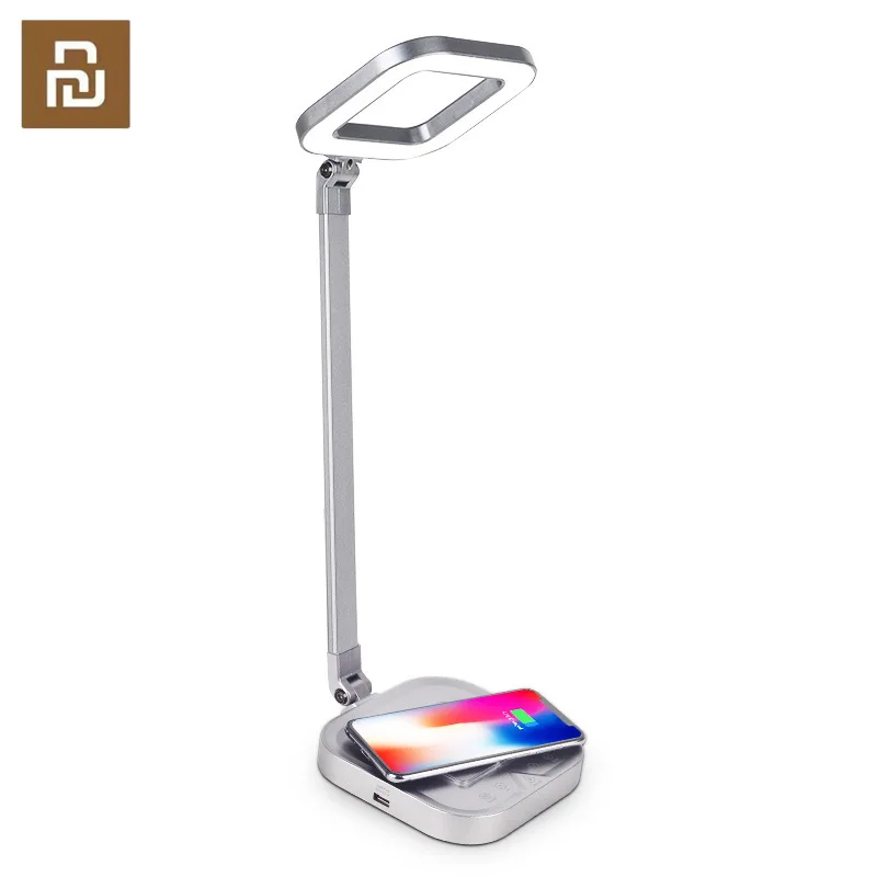 

XIAOMI LED Desk Lamp 10W Qi Wireless Charging Eye Protect 3000K-6000K RA80 Reading Book Light Folding USB Dimmable Bedside Lamp