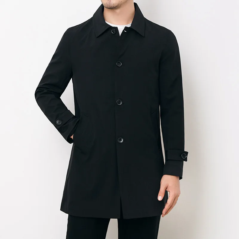 

Дизайнерская Длинная ветровка на весну, стильная свободная однотонная Осенняя Повседневная тренчкот для мужчин, модная мужская куртка в Корейском стиле, верхняя одежда