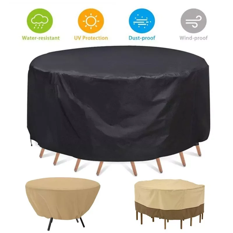 

Outdoor Garden Furniture Cover Round Table Chair Dust Cover Set Waterproof 210D Oxford Cloth Rain Patio Sofa Protect Covers
