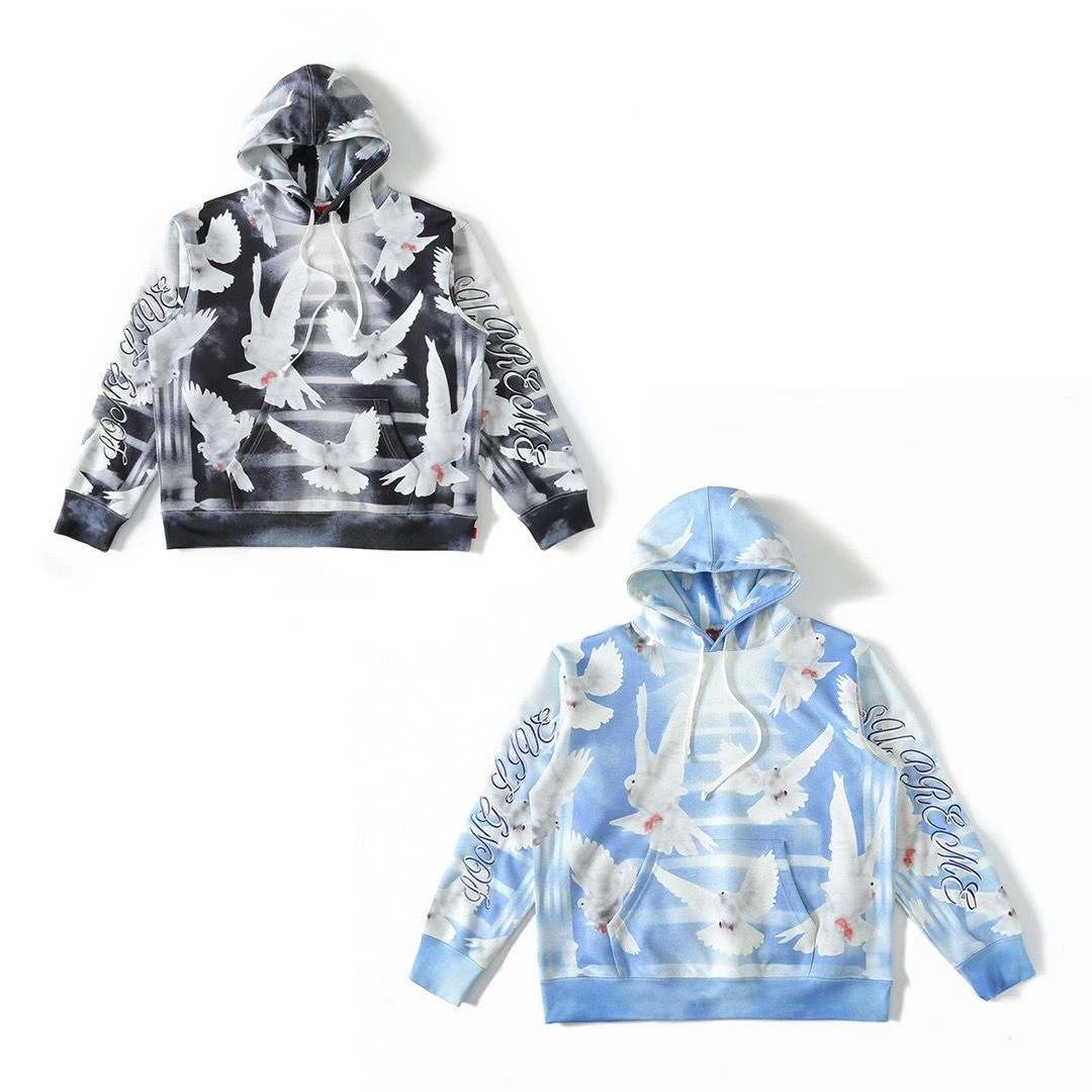 2022 New Peace Dove Print Hooded Pullover Sweater Men's and Women's Same Style Couples