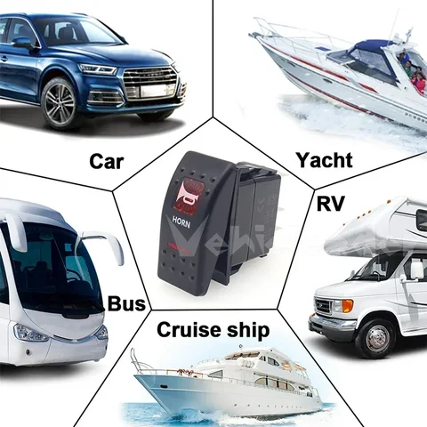 Красный светодиодный кулисный переключатель звукового сигнала для автомобиля, лодки SPST (ON)-OFF, мгновенный кулисный переключатель, 5-контактный 12 В/24 В для Carling ARB Narva 4x4 Style