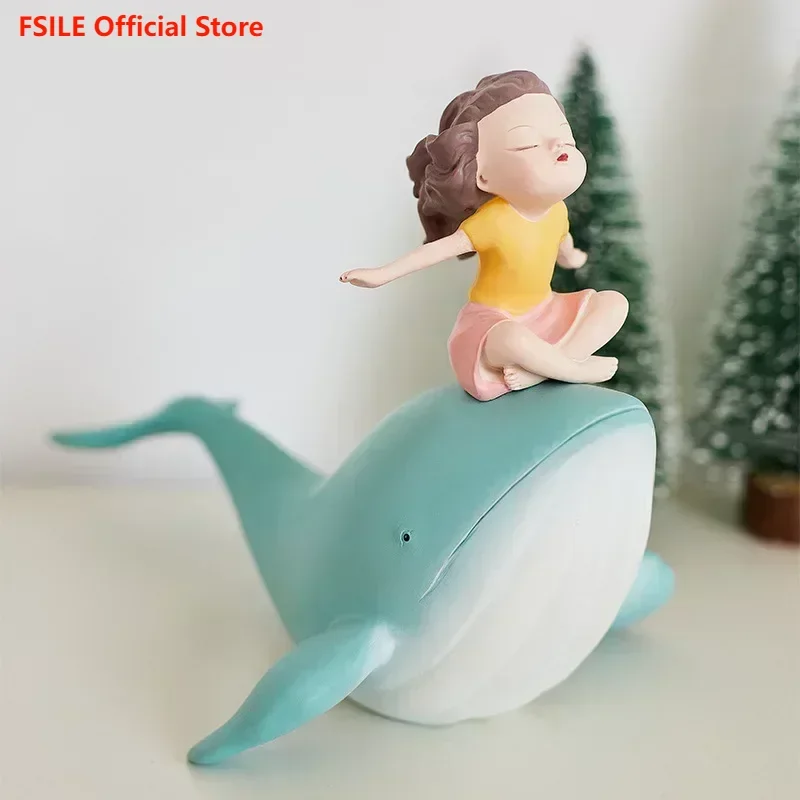 

Скандинавский простой мультяшный Кит девочка искусственное животное Knick-knack для дома рабочего стола культурная и творческая Смола рукоделие