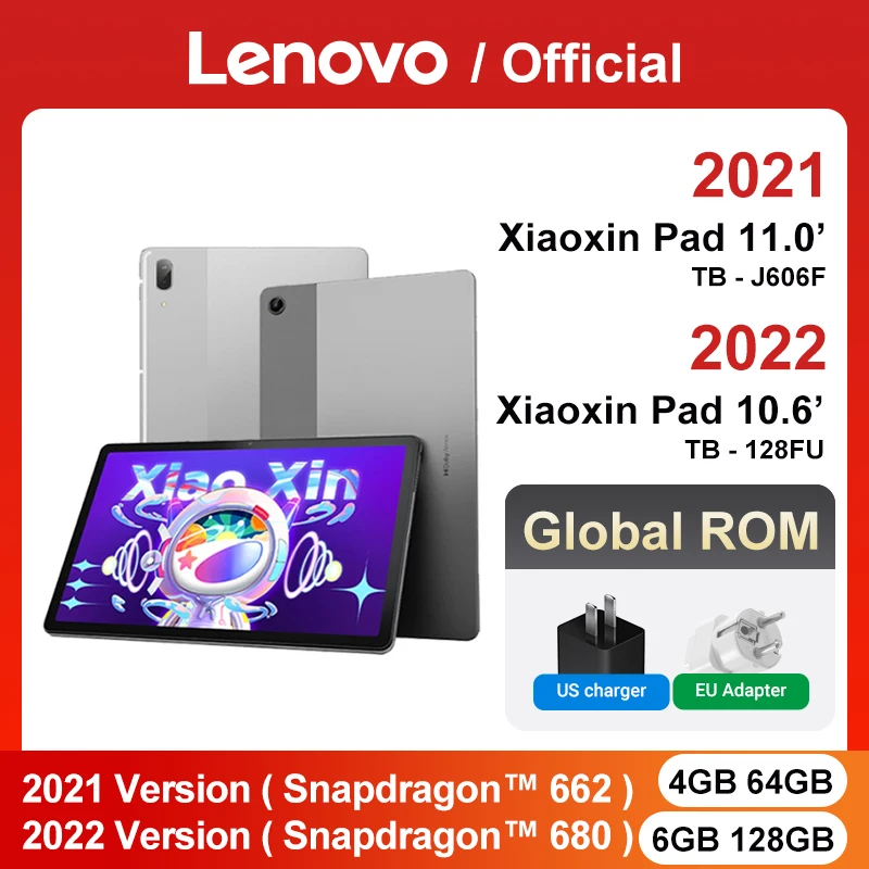 Global ROM Lenovo Xiaoxin Pad 2022 Lenovo Tablet  P11 64GB 128GB 10.6'' Screen Snapdragon 680 Octa Core 7700mAh Mini PC Tablets