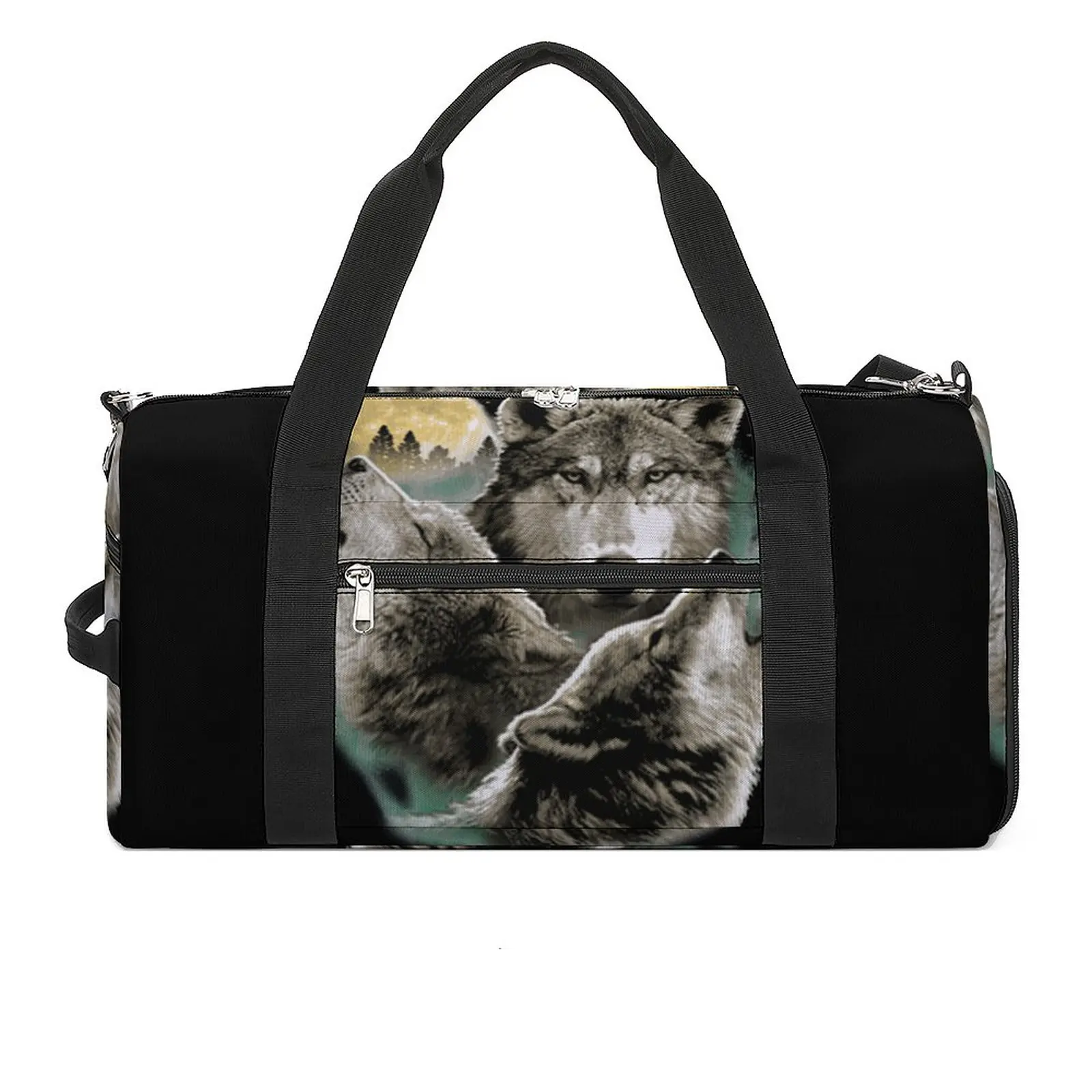 

Three Wolf Howling In Moonlight Sports Bags Travel Training Gym Bag Large Funny Handbags Men's Design Weekend Fitness Bag