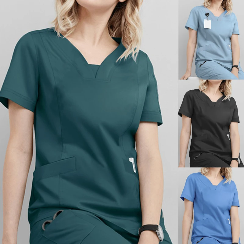 

Hospital Staff Scrubs Top Nursing Uniform Male Female Dental Clinic Supplies Nurse Women Uniforms Shirt+Pants Medical Uniforms
