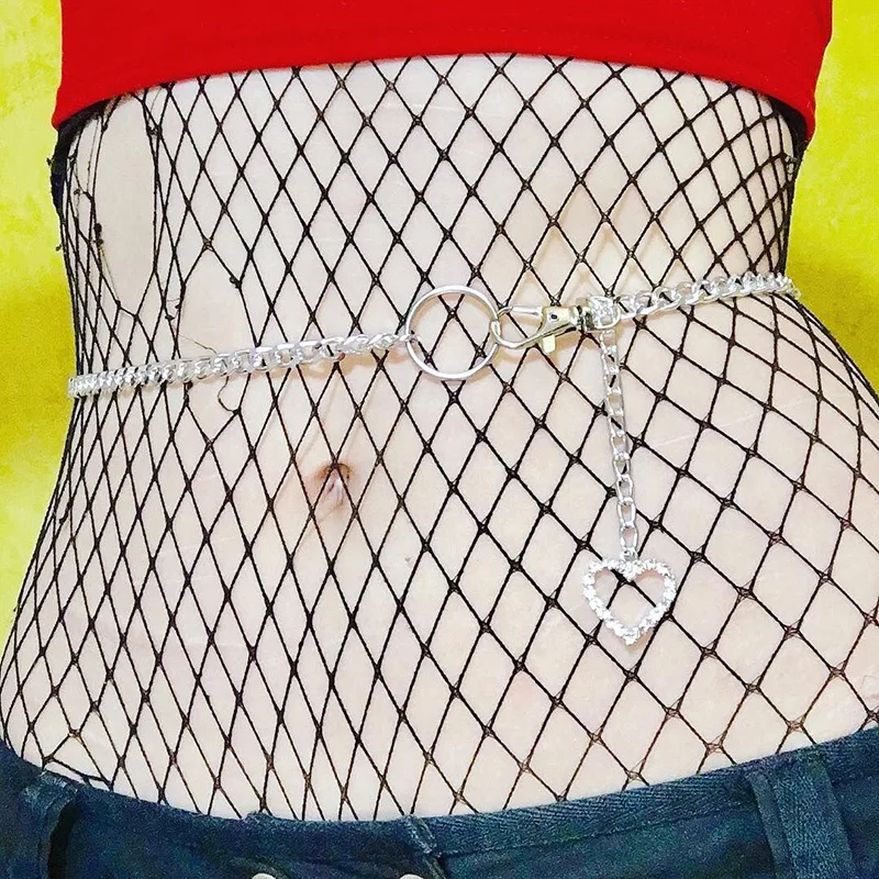 

2022 New Fashion Crystal Heart Waist Chain Sweet Bling Bling Rhinestone Belly Waist Chain Body Jewelry Gift