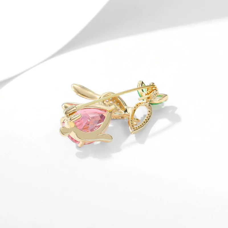 Luxury Zircon Animal Brooches for Women Corsage Anti-slip Clothing Collar Pin Cute Little Rabbit Eat Turnip Brooch Accessories images - 6