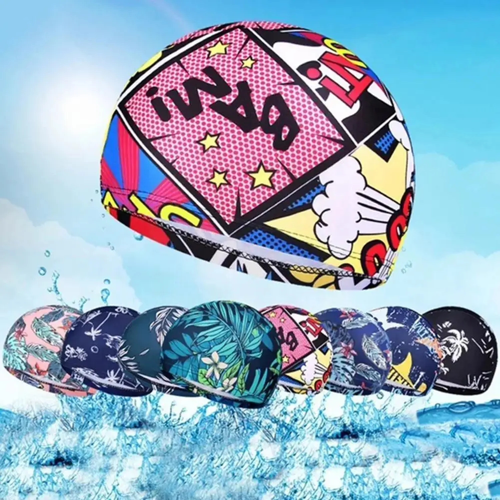 

1pc Fashion Printed Swimming Cap Quick Drying Breathable Accessory Sports Women Swim Sports Pool Bathing Elastic Hat Men Tu H9W0
