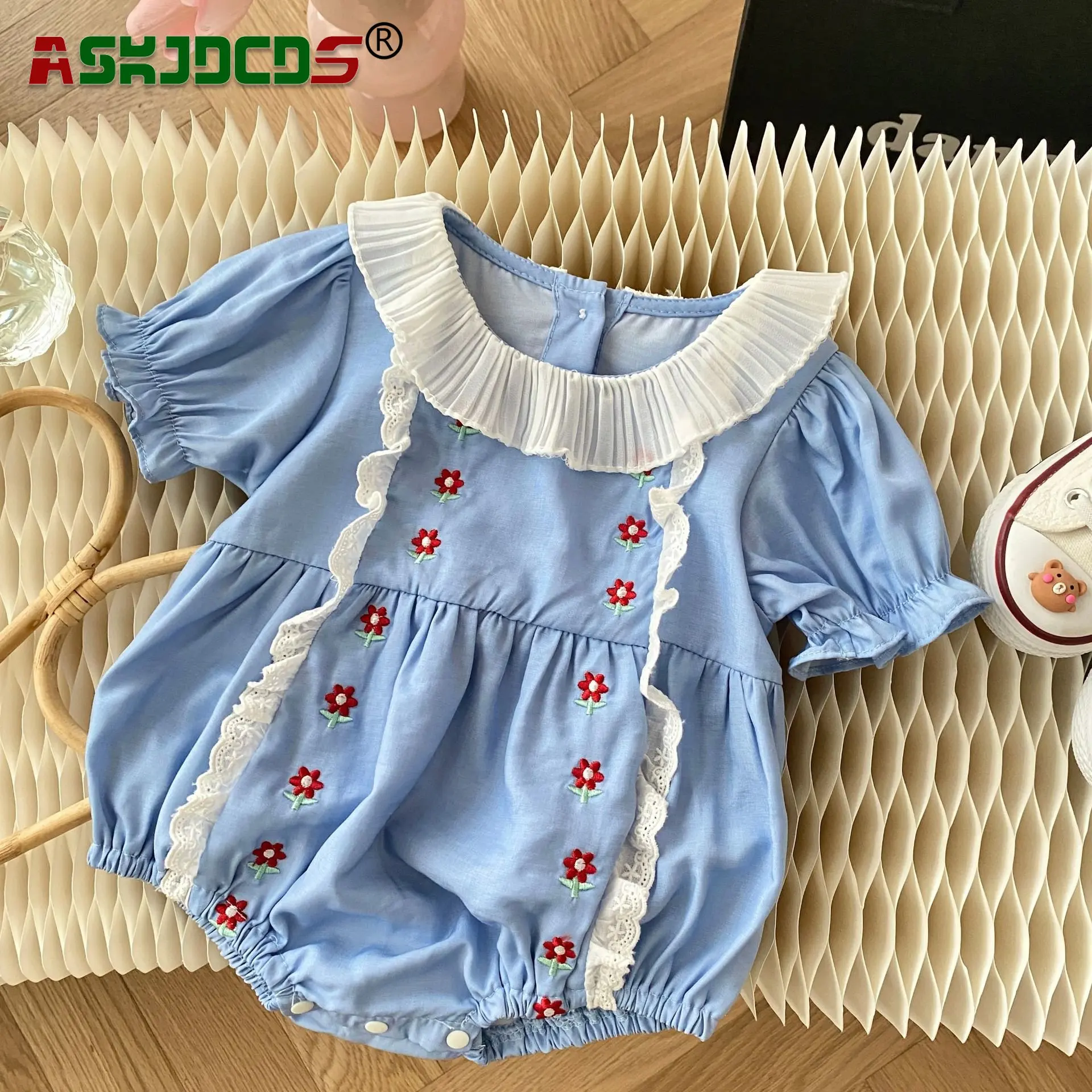 

First Birthday Newborn Clothes Adorable Summer Baby Onesie: Doll Collar Embroidered Bodysuits 0-2Y Infant Kids Girls Perfect for