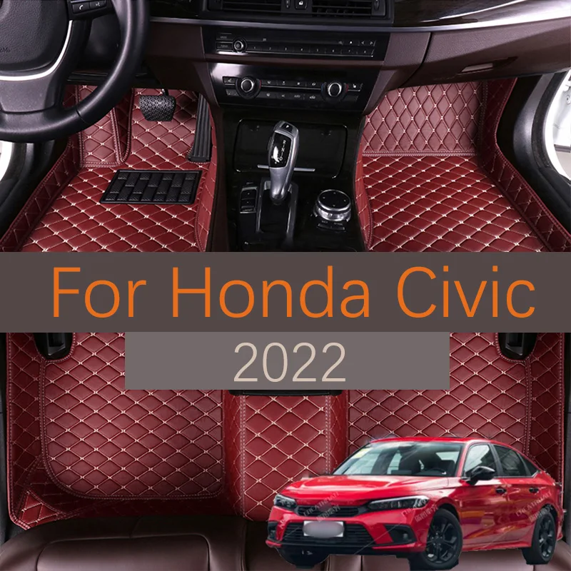

Custom Leather Car Floor Mats For Honda Civic 2022 Customized Automobile Carpet Rugs Foot Interior Pads Accessories