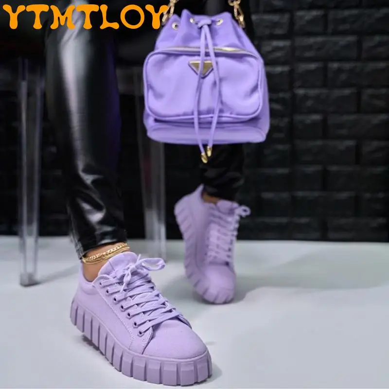 

Cross-border Foreign Trade Single Shoes Women 2021 Summer New Style Large Size Thick-soled Color Canvas Shoes 36-43