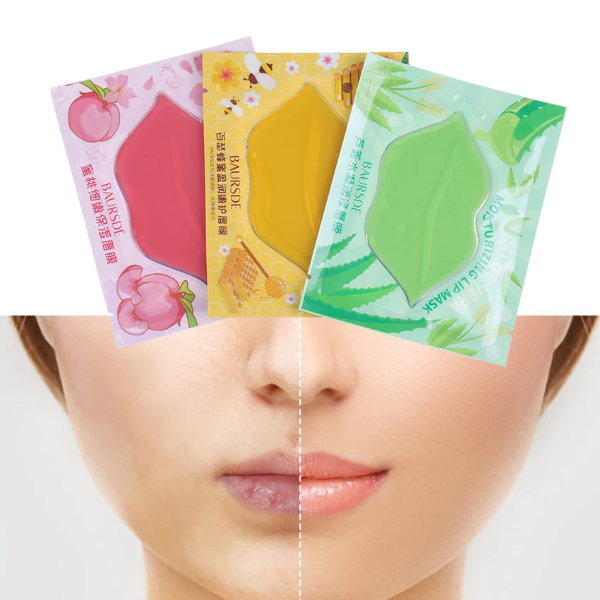 

10PCS Collagen Nourishing Lip Mask Lip Care Moisture Fruits Essence Anti Aging Wrinkle Labial Gel Patch Lips Pad Patches