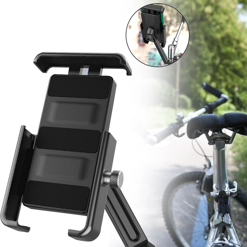

Aluminum Alloy Motorcycle Bike Phone Holder Bracket 360 Rotation Adjustable Support Handlebar Mirro Mount Bicycle Accessories
