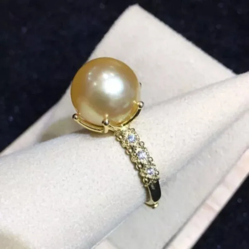 Большое количество AAAAA +++ 11-10 мм из натурального золота Nanhai с круглым жемчугом 925s-