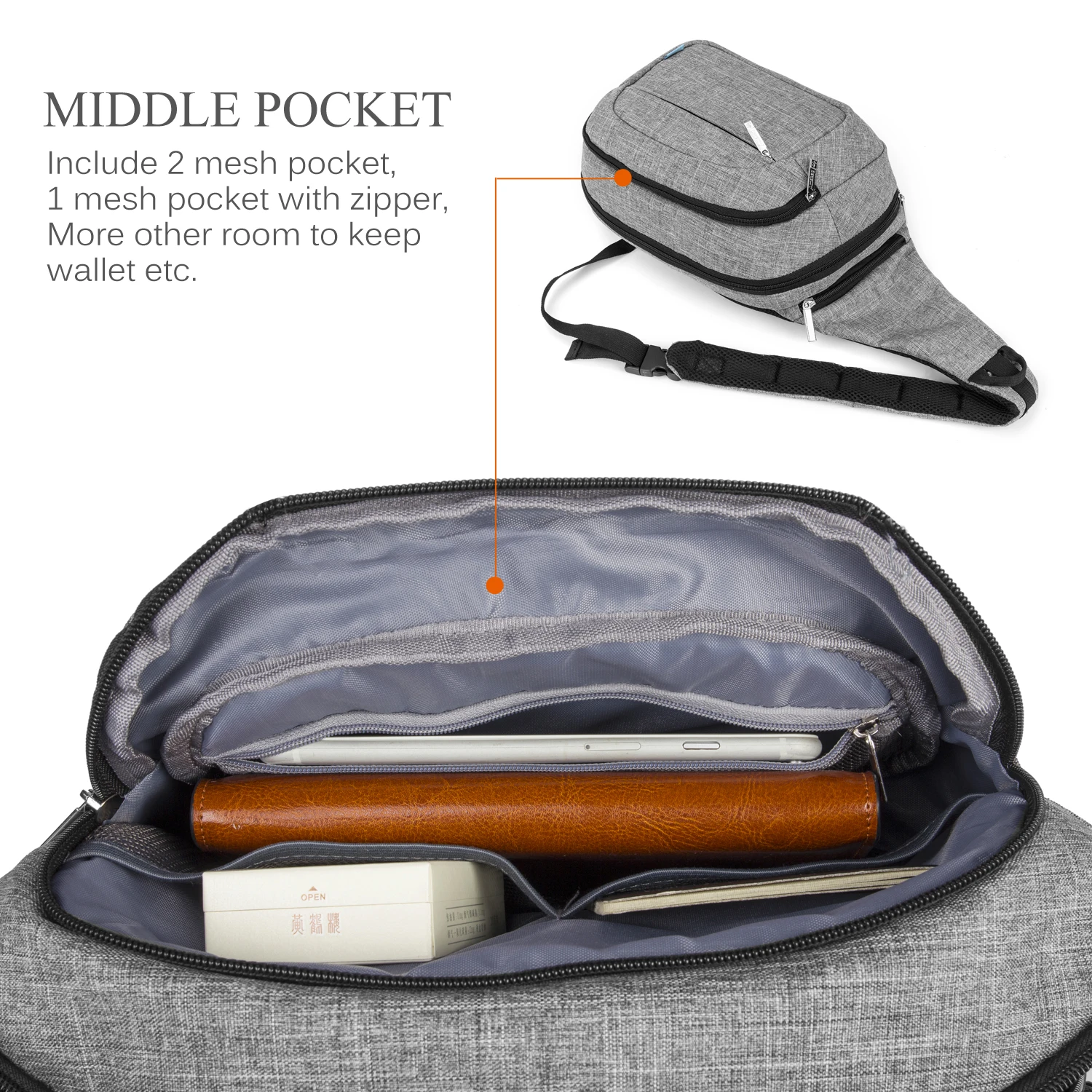 Casual Multi-functional Sling Bag Messenger Bag Crossbody Bag Shoulder Hiking Outdoors Bag For Men/Women,Gray