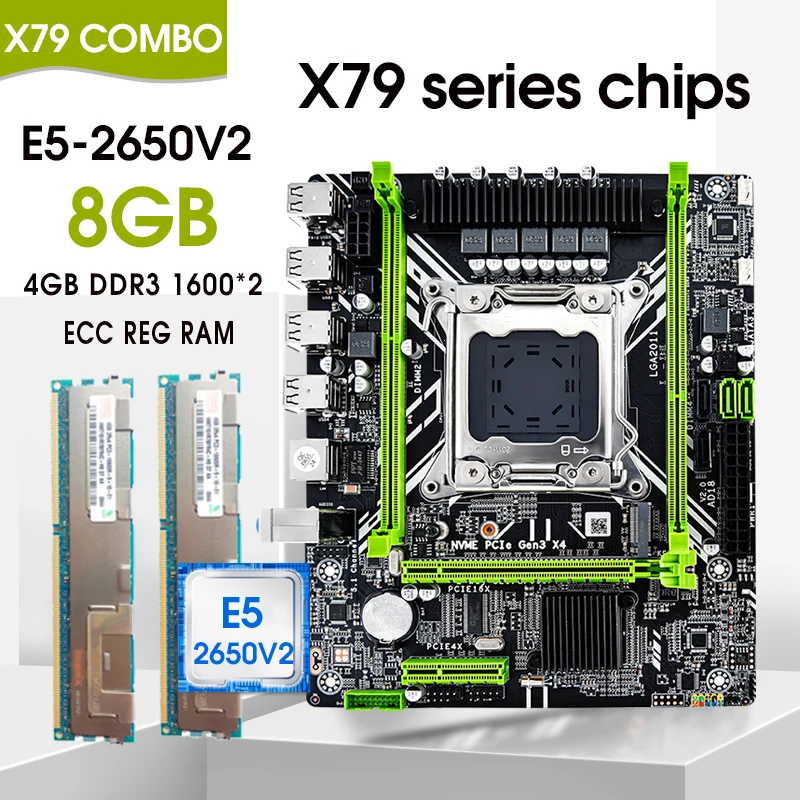 

JINGSHA X79 D Motherboard Set with Xeon E5-2650 V2 CPU LGA2011 combos 2*4GB = 8GB 1600Mhz Memory DDR3 RAM KIT