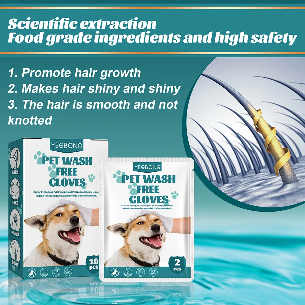 

2/10pcs Cats Dogs Cleaning Gloves No Rinse Disposable Grooming Gloves Stain Remover Grooming Wipes Aluminum Foil Pet Accessories