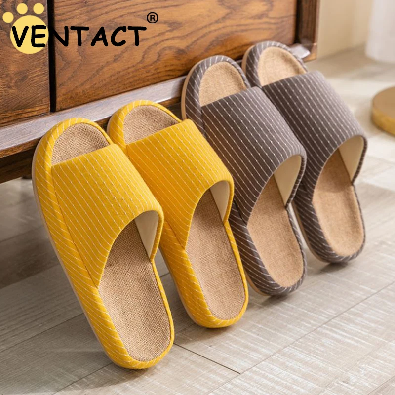 

Шлепанцы VENTACT женские льняные, Нескользящие дышащие, бесшумные, домашняя одежда для мужчин, сланцы, повседневные сандалии для дома и улицы