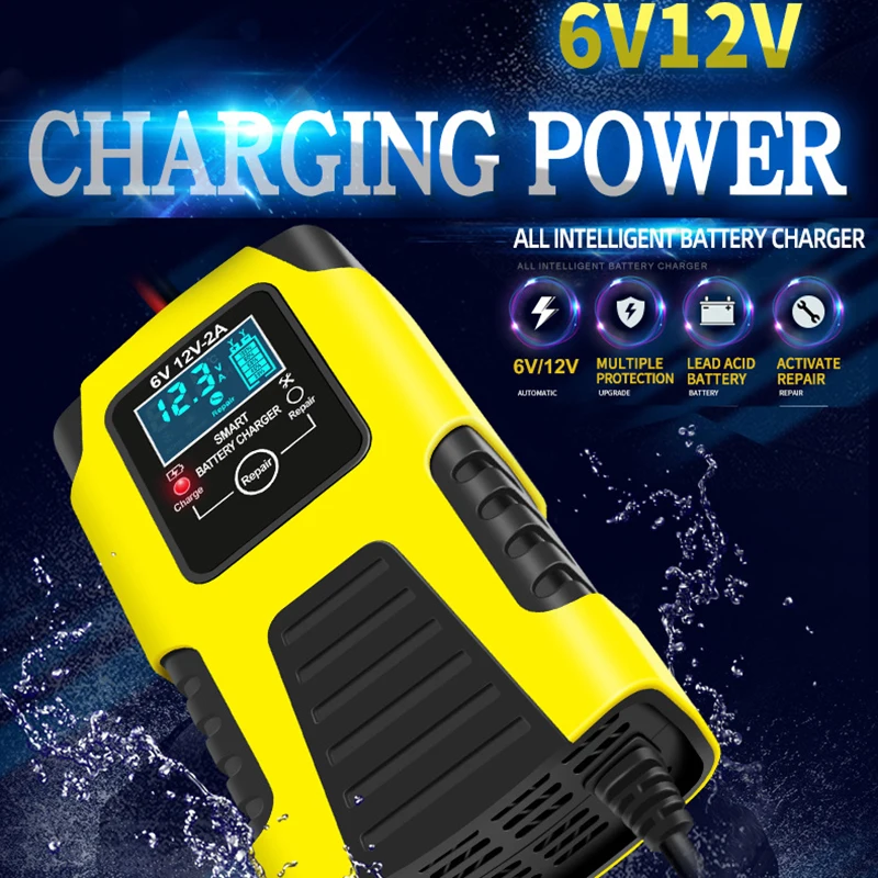 2A Universal LCD Display starting charger driving charger 6V 12V car ​Motorcycle Charger Smart Battery Clips portable generators