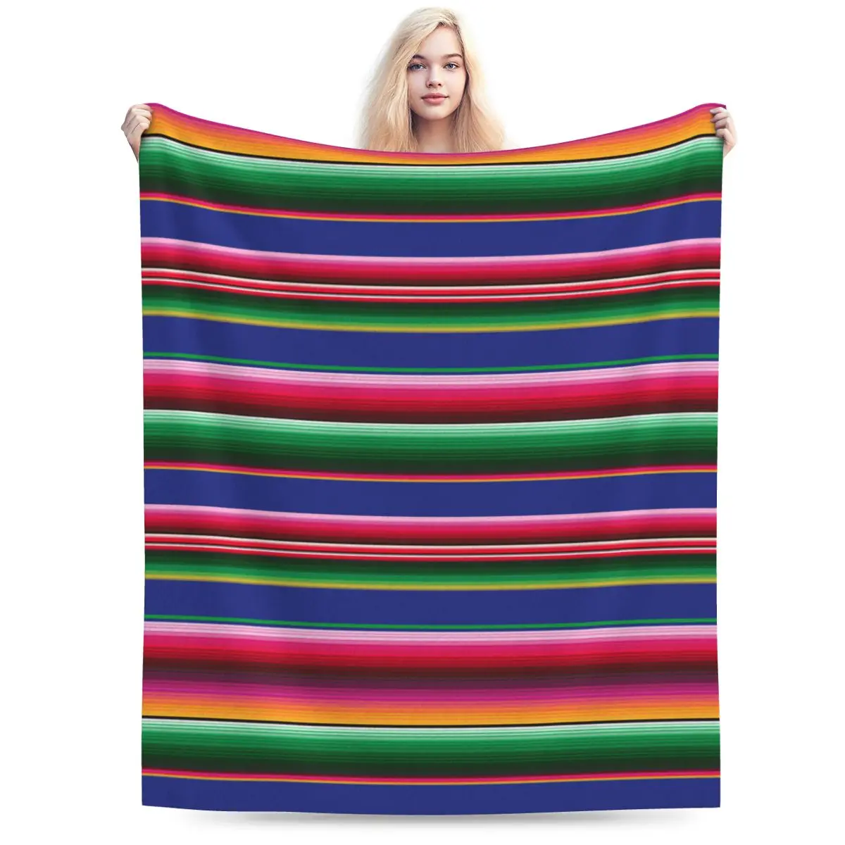

Novel Colorful Mexican Blanket Stripes Soft Flannel Throw Blanket for Couch Bed Sofa Cover Blanket Warm Blankets Travel Blanket