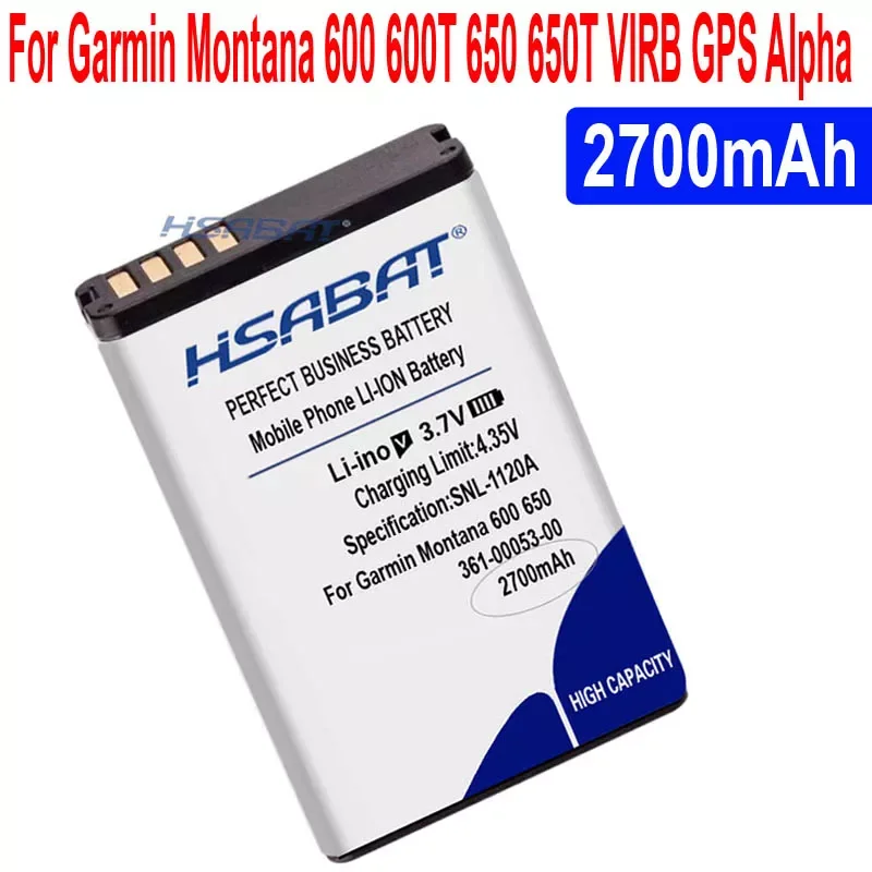 

2700mAh 361-00053-00 361-00053-04 Battery for Garmin Montana 600 600T 610 650 650T VIRB GPS Alpha 100 handheld 010-11654-03