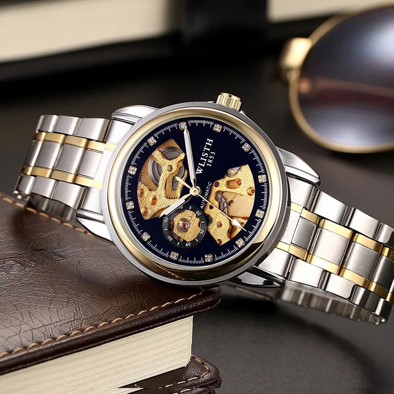 WLISTH Mens Watches Top Brand Luxury Fashion Automatic Mechanical Watch Men Steel Sport Waterproof Male Clock Relogio Masculino
