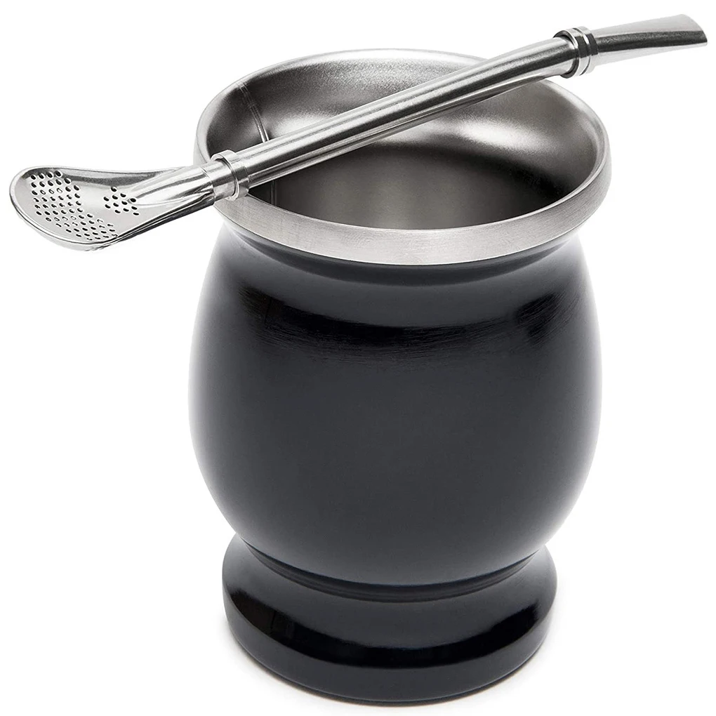 

Естественная Тыква Yerba Mate/чайная чашка в комплекте, 8 унций, бокалы Yerba Mate, чистящая щетка, нержавеющая сталь, двойная стена, Легкая очистка