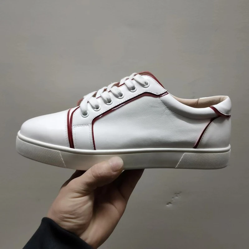 

Spring and Summer Sneakers Leather Casual Shoes Breathable Fashion Rivet Mens Shoes Color Matching Crystal Men Luxury Sneakers