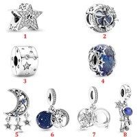 100 925 sterling silver double dangle tree galaxy moon star and crescent moon charm fit charms pandora 925 bracelet diy jewelry