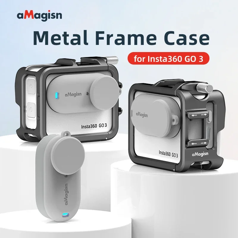 Фото Алюминиевая рамка aMagisn с крышкой объектива для Insta360 GO 3S/GO 3, металлический корпус с креплением для холодного башмака, аксессуары Insta360 №5